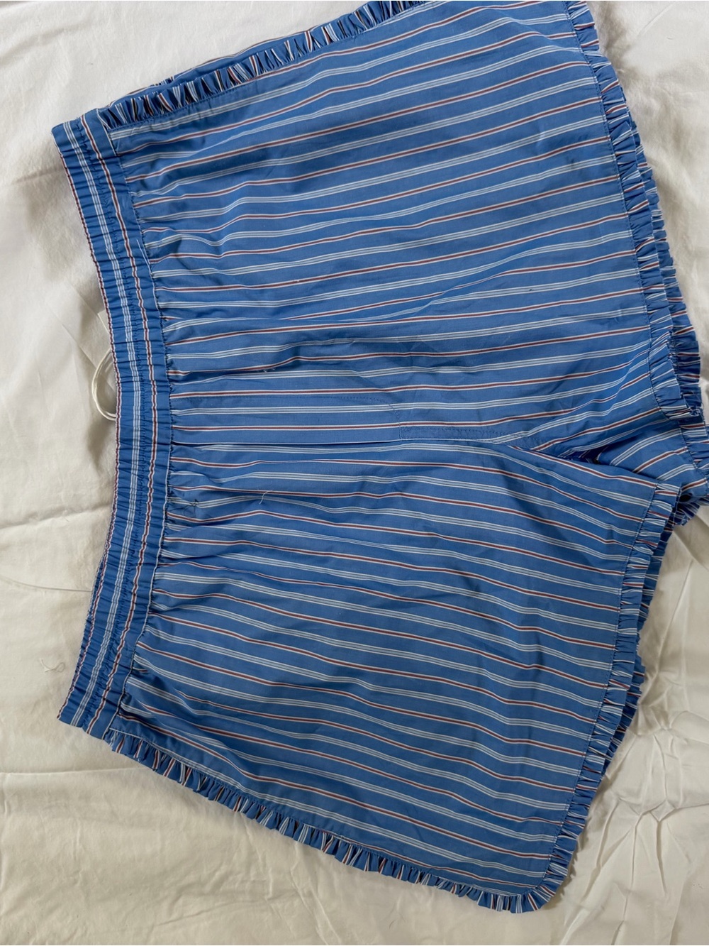 Striped Blue Women's Athletic Shorts with Elastic Waist